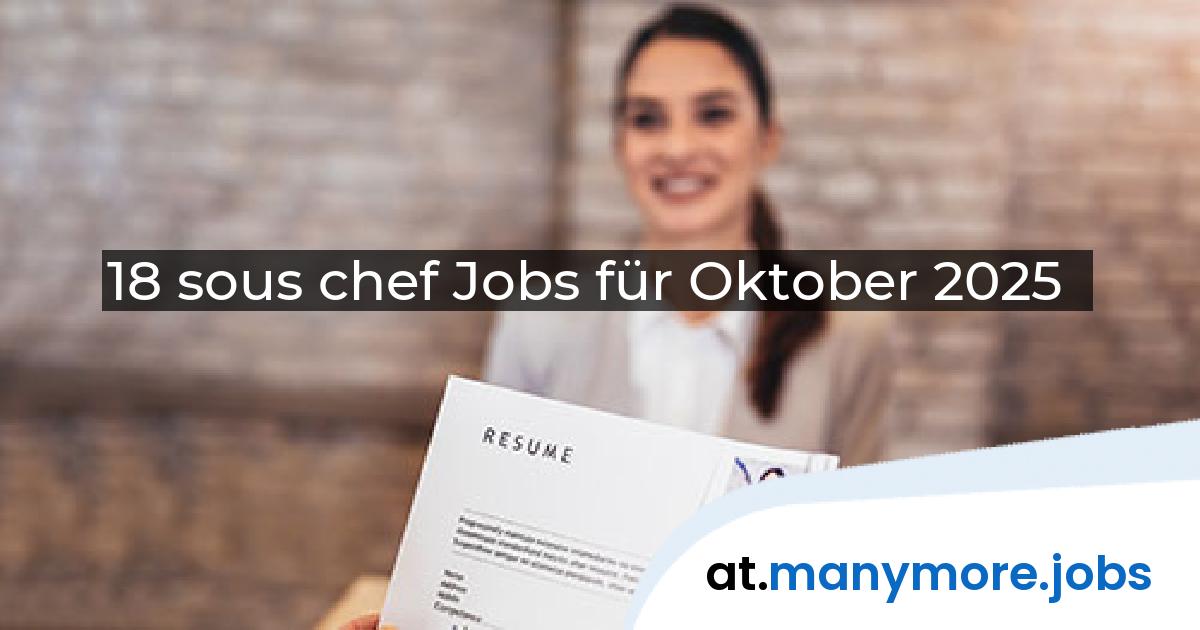18 sous chef Jobs für Oktober 2025 | manymore.jobs