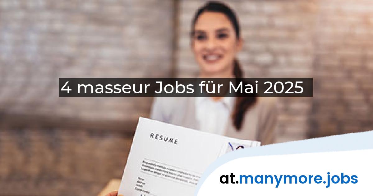 4 masseur Jobs für Mai 2025 | manymore.jobs