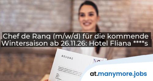 Chef de Rang (m/w/d) für die kommende Wintersaison ab 26.11.26: Hotel Fliana ****s | manymore.jobs