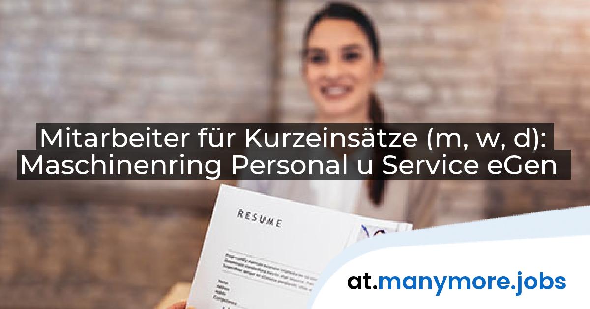 Mitarbeiter für Kurzeinsätze (m, w, d): Maschinenring Personal u Service eGen | manymore.jobs