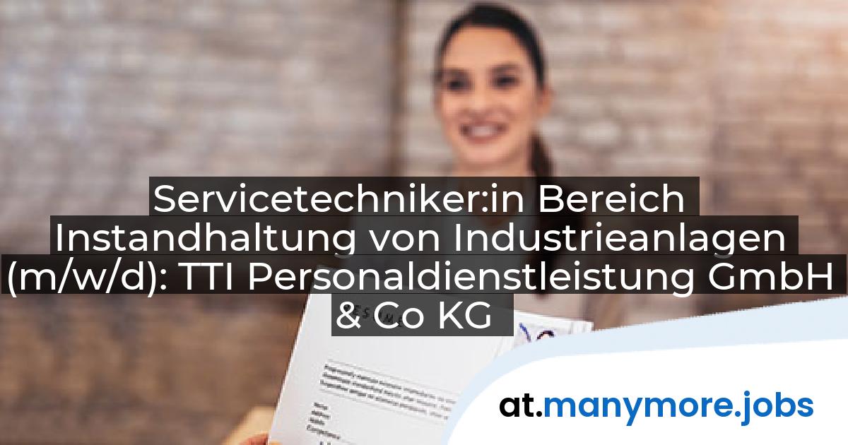 Servicetechniker:in Bereich Instandhaltung von Industrieanlagen (m/w/d): TTI Personaldienstleistung GmbH & Co KG | manymore.jobs
