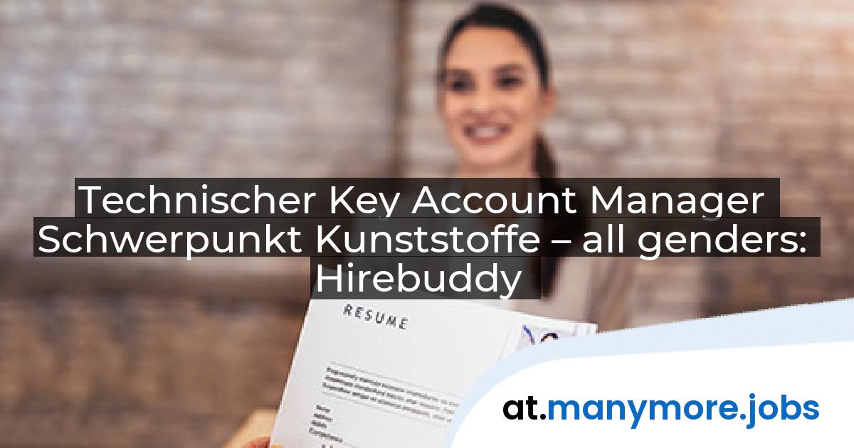 Technischer Key Account Manager Schwerpunkt Kunststoffe – all genders: Hirebuddy | manymore.jobs