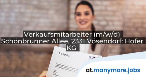 Verkaufsmitarbeiter (m/w/d) Schönbrunner Allee, 2331 Vösendorf: Hofer KG | manymore.jobs