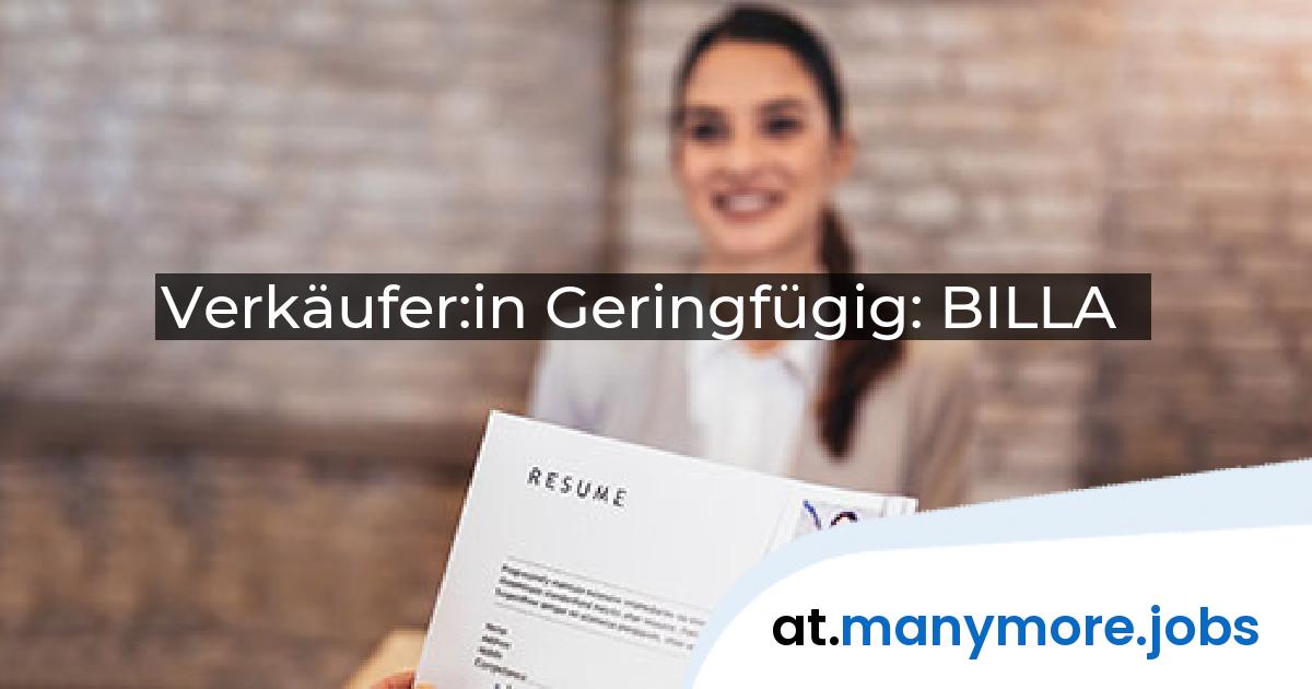 Verkäufer:in Geringfügig: BILLA | manymore.jobs