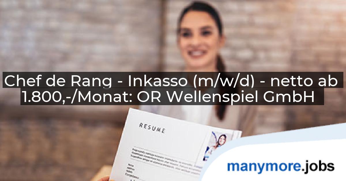 Chef de Rang - Inkasso (m/w/d) - netto ab 1.800,-/Monat: OR Wellenspiel GmbH | manymore.jobs