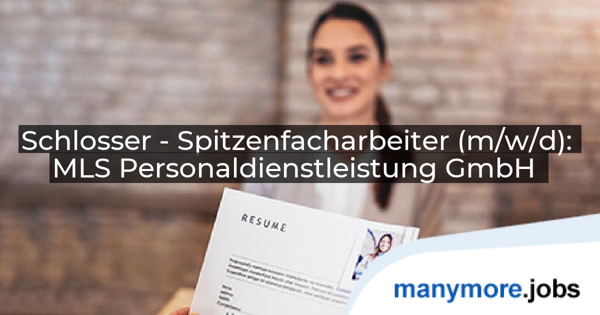 Schlosser - Spitzenfacharbeiter (m/w/d): MLS Personaldienstleistung GmbH | manymore.jobs
